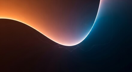 Dynamic glowing wave with contrasting warm orange and cool blue light over a dark background