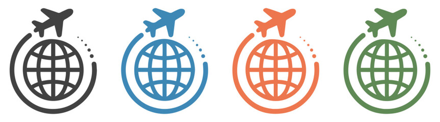 international airplane travel icon concept