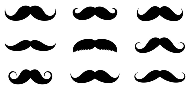 mustache icon set different styles