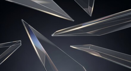 Abstract composition of transparent geometric shards creating a modern artistic background