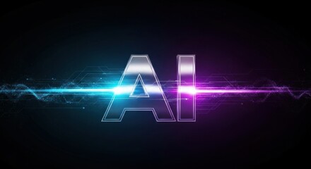 AI logo with neon lights and a black background.