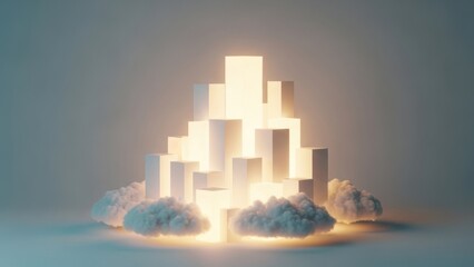 Illuminated geometric structure on clouds