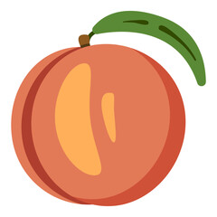 Vector Color Flat Design Icon Peach Fruit