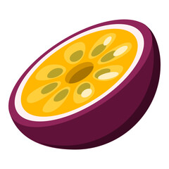 Vector Color Flat Design Icon Maracuya Fruit