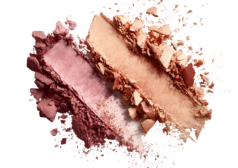 Colorful makeup powder swirls on black background isolated on a transparent background