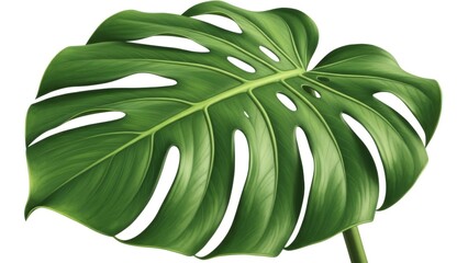 Monstera Deliciosa Leaf Isolated on White