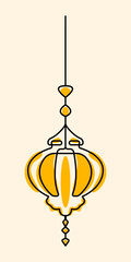 Elegant continuous line art of islamic lantern glowing for ramadan kareem celebration
