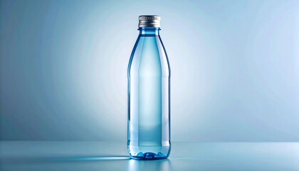 Transparent Glass Water Bottle on Colorful Gradient Background for Minimal Branding, Packaging Mockups, and Creative Product Displays