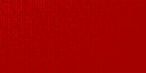 Abstract seamless pattern of small digits one and zero in red colors