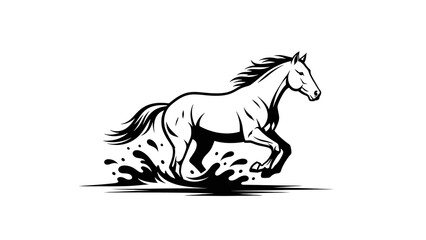 Galloping horse in dynamic motion with splashing water