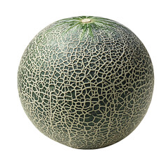 Fresh cantaloupe melon whole fruit with textured rind isolated on transparent background