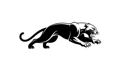 Stunning black panther in dynamic attack pose