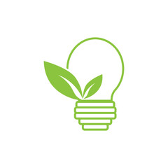 light bulb with green leaves