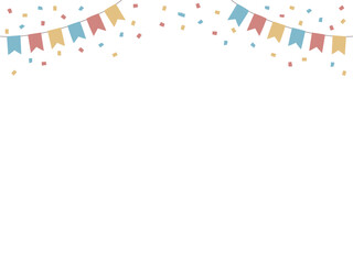 Festive party background frame illustration colored with garland and confetti