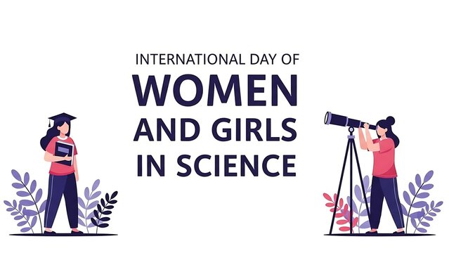 International day of women and girls in science flat illustration celebrating stem - Powered by Adobe