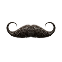 Classic dark brown vintage mustache with stylishly curled tips