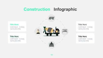 Modern Construction Infographic Template with Worker and Tools