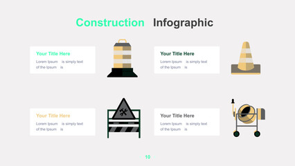 Modern Construction Infographic Template with Worker and Tools