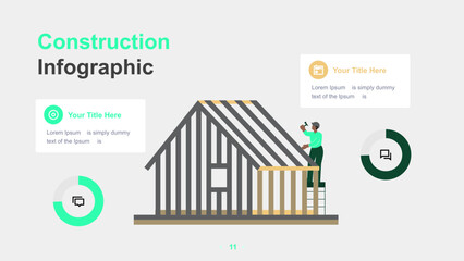 Modern Construction Infographic Template with Worker and Tools