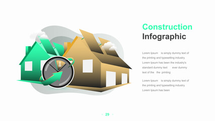 Modern Construction Infographic Template with Worker and Tools