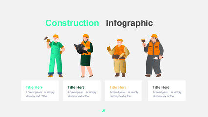Modern Construction Infographic Template with Worker and Tools