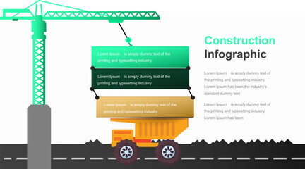 Modern Construction Infographic Template with Worker and Tools