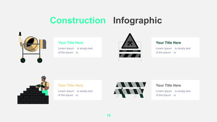 Modern Construction Infographic Template with Worker and Tools