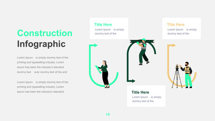 Modern Construction Infographic Template with Worker and Tools