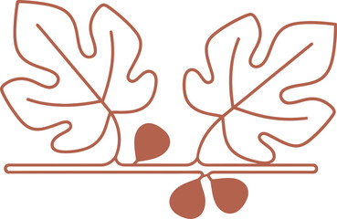 Naklejka premium Fig branch with leaves and small fruits in a continuous line art style. Minimalist nature vector illustration