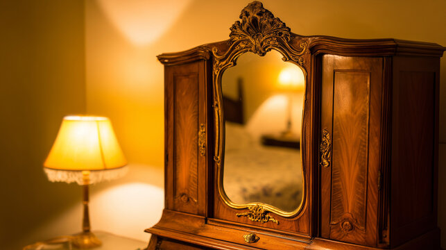 White camphor balls placed inside an antique wooden wardrobe with folded clothing. menu design, packaging mockups, designed for food delivery and cloud-kitchen brand materials.