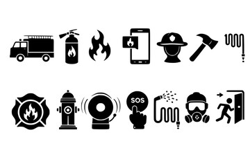 Fire Safety Icons Set