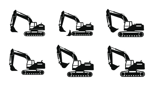 Excavator icon silhouette vector illustration