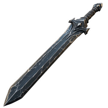 Dark fantasy sword on transparent background