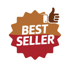 Best Seller seal features a thumbs up hand gesture upon a vibrant two-toned badge graphic.