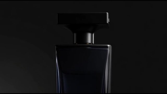 Luxury of a matte black perfume bottle isolated on a deep charcoal background