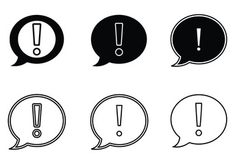Set of exclamation mark icons in speech bubbles