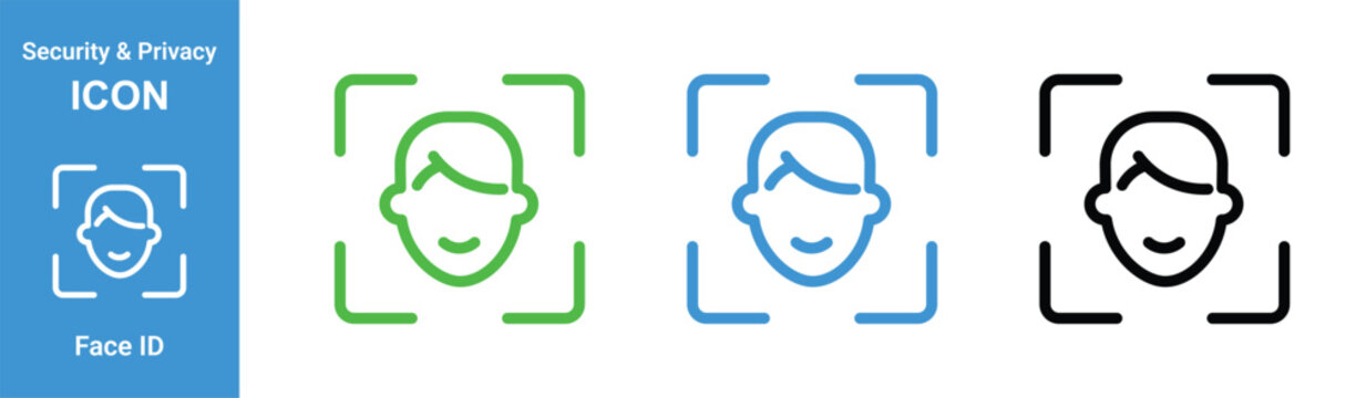 face recognition security privacy icon set biometric login outline vector