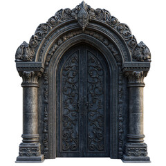 Obraz premium Ornate Gothic Arch Door on transparent background
