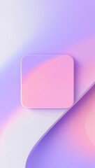 Minimalist abstract 3d composition with pink square pedestal and curved geometric shapes in pastel purple and violet colors for modern product presentation or mobile vertical wallpaper background
