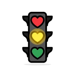 Traffic light with heart shaped signals