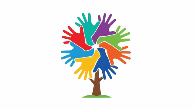 Diverse community coming together under a symbol of unity and peace