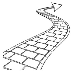 Arrow shaped path made of glass tiles on white background © bilkish