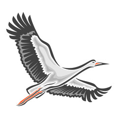 Vector illustration of flying Stork