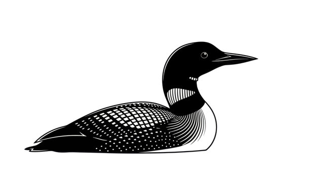 Detailed Loon Illustration, Black and White
