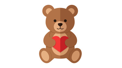 Obraz premium Cute Teddy Bear Holding Red Heart Illustration