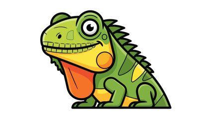 Fototapeta premium Cartoon Iguana Illustration with Spikes and Scales