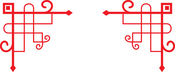 border design with red arrow and symbol 
