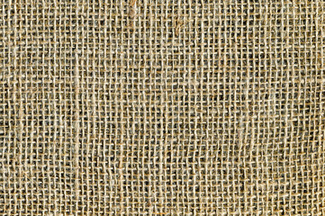 Natural sacking burlap background. Light brown burlap fabric texture. Sackcloth woven texture background