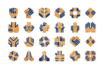 Abstract geometric hand illustrations isolated on transparent background, Vector, illustration