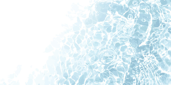 Abstract background of clean blue water ripples and light reflections fading to white